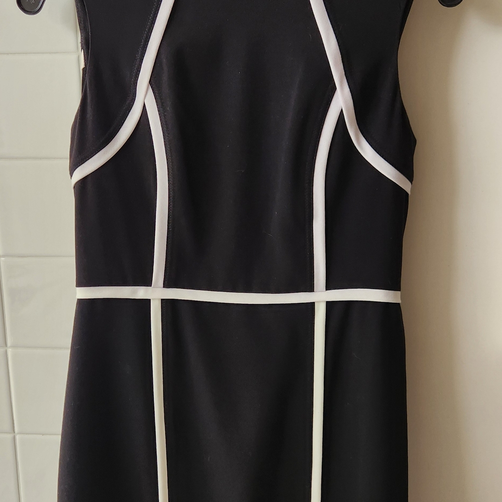 Elegant Black Dress with White Accents